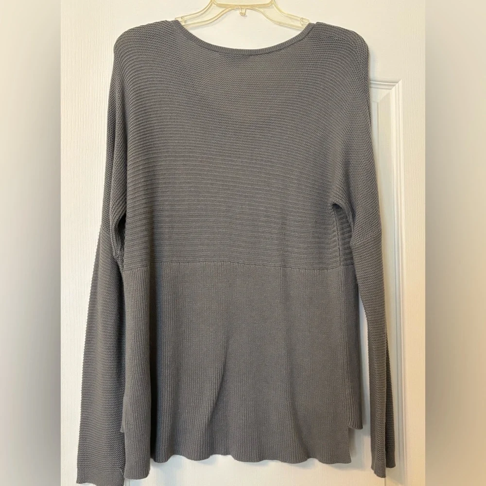 Helmet Lang Gray Textured pullover Top gray knit pullover light Medium tunic